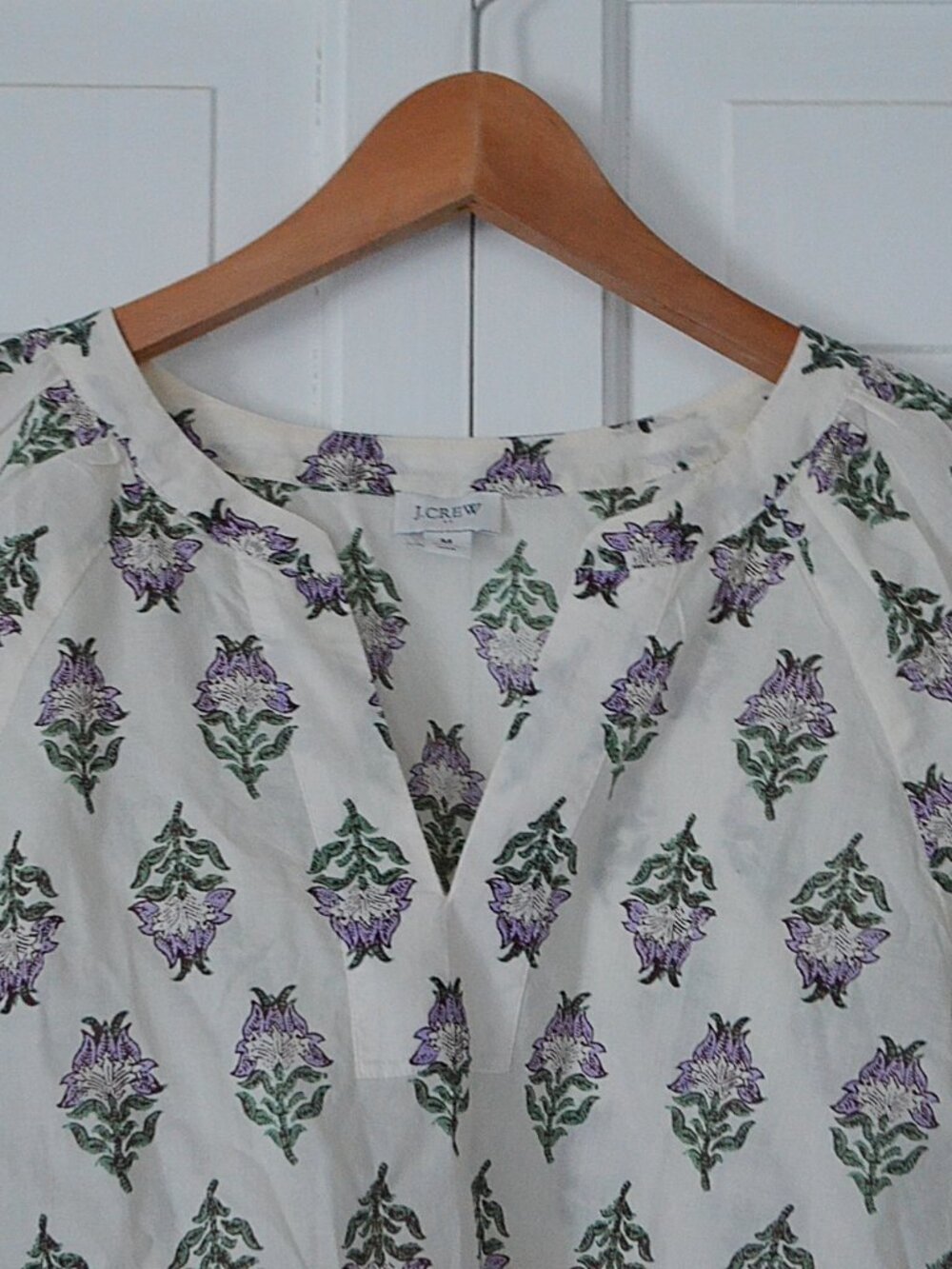 J.Crew India Block Print Floral Popover Blouse Size M - Picture 3 of 10